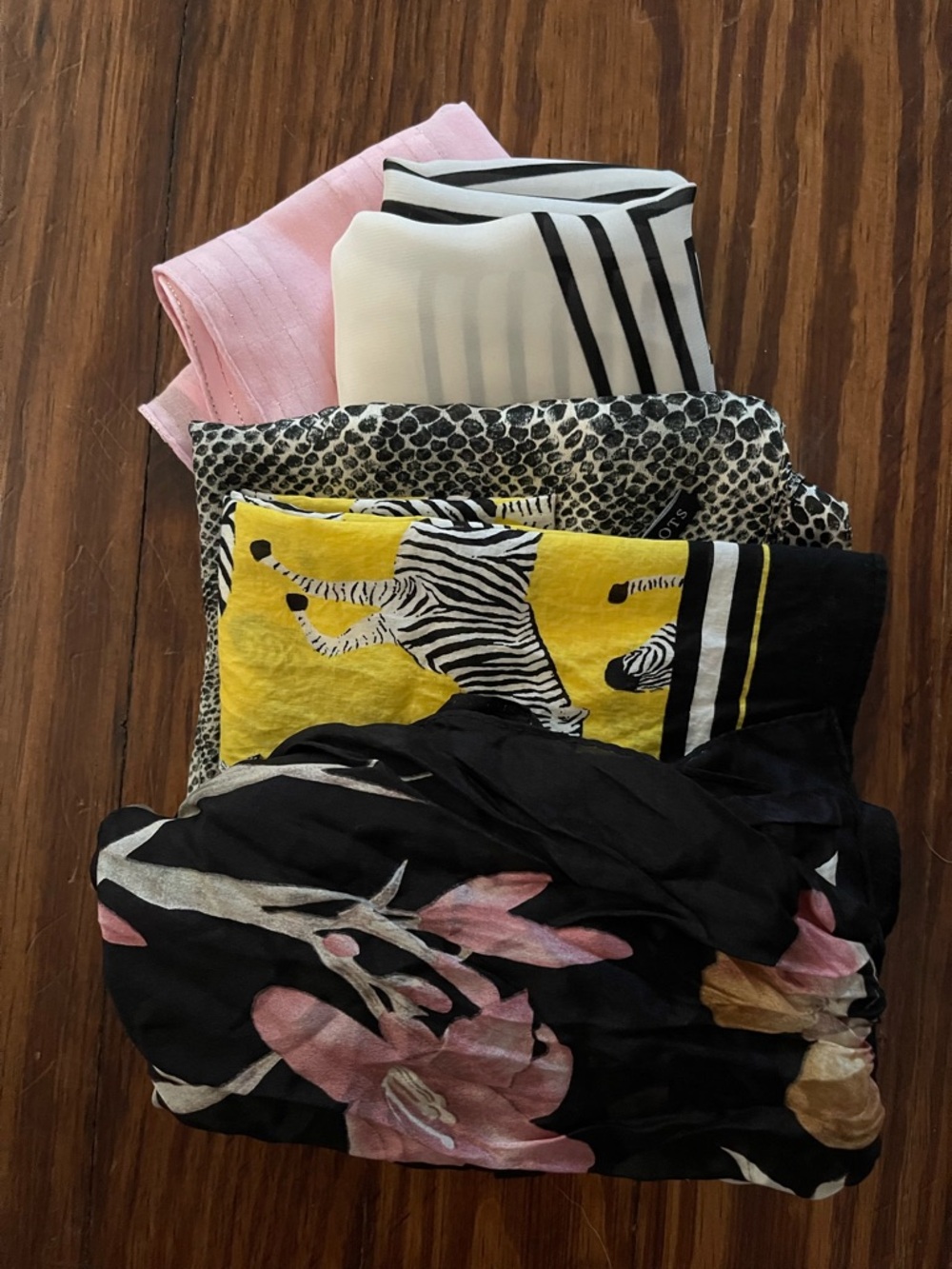 LOT 5 floral / animal print neck scarves